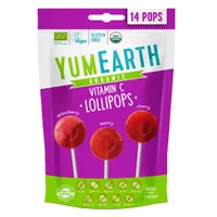 YumEarth BIO Ovocná lízátka s vitamínem C s příchutí jahody, třešně a lesních plodů 14 ks