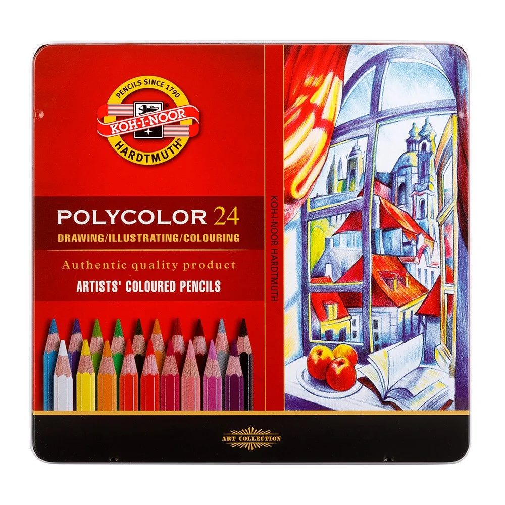 KOH-I-NOOR POLYCOLOR 3824/24 - umělecké pastelky v plechovém pouzdře - 24 ks