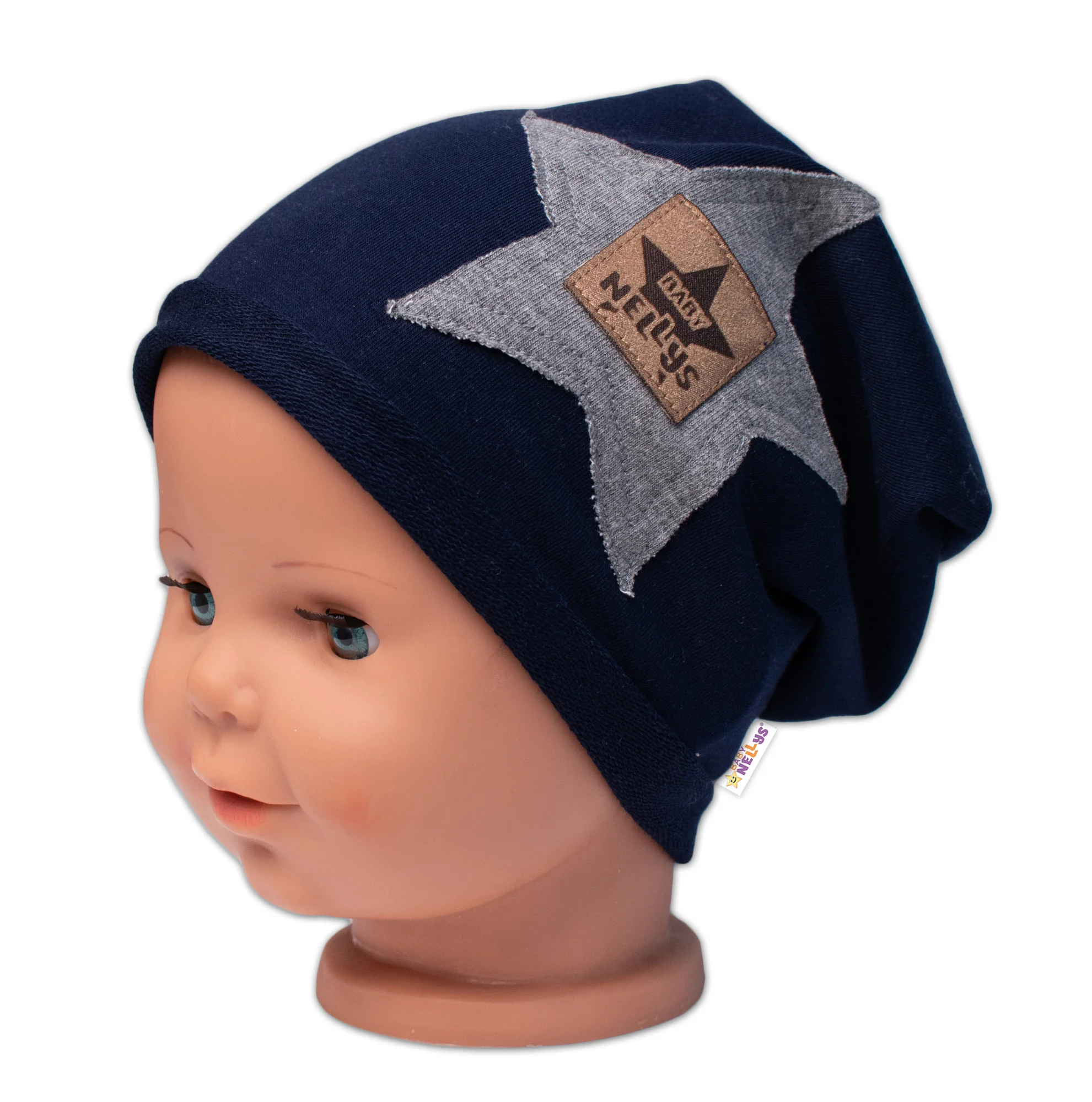 Baby Nellys Dětská čepice bavlna, Baby Star, granát vel. 92/98