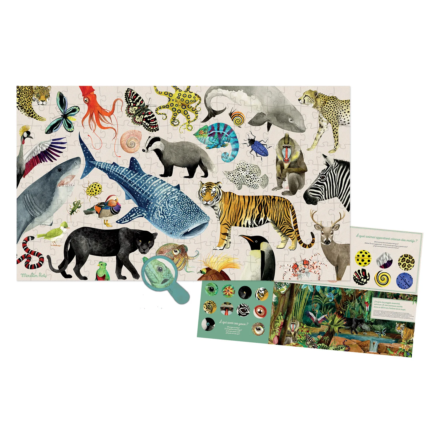 Moulin Roty Puzzle Zvířata světa - 200 pcs