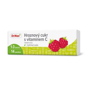 Dr. Max Hroznový cukr s vitaminem C malina 14 pastilek