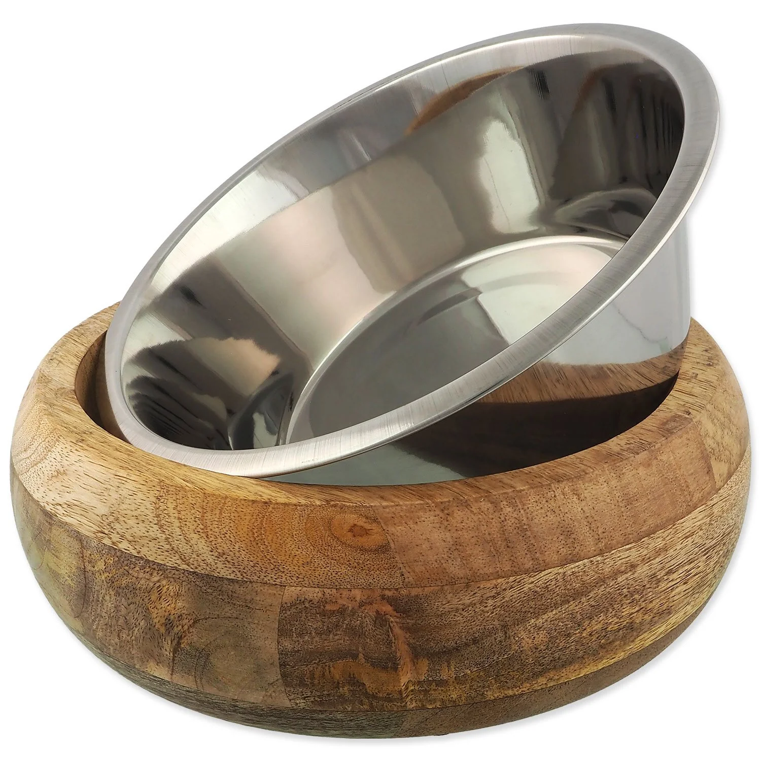 Dog Fantasy Miska nerez v dřevě, zaoblená 400ml