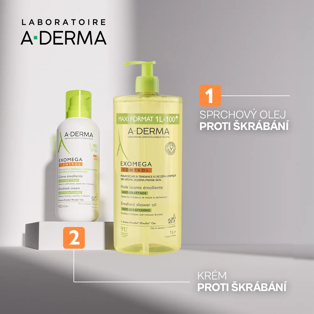 A-Derma Exomega Control Zvláčňující sprchový olej 1000 ml