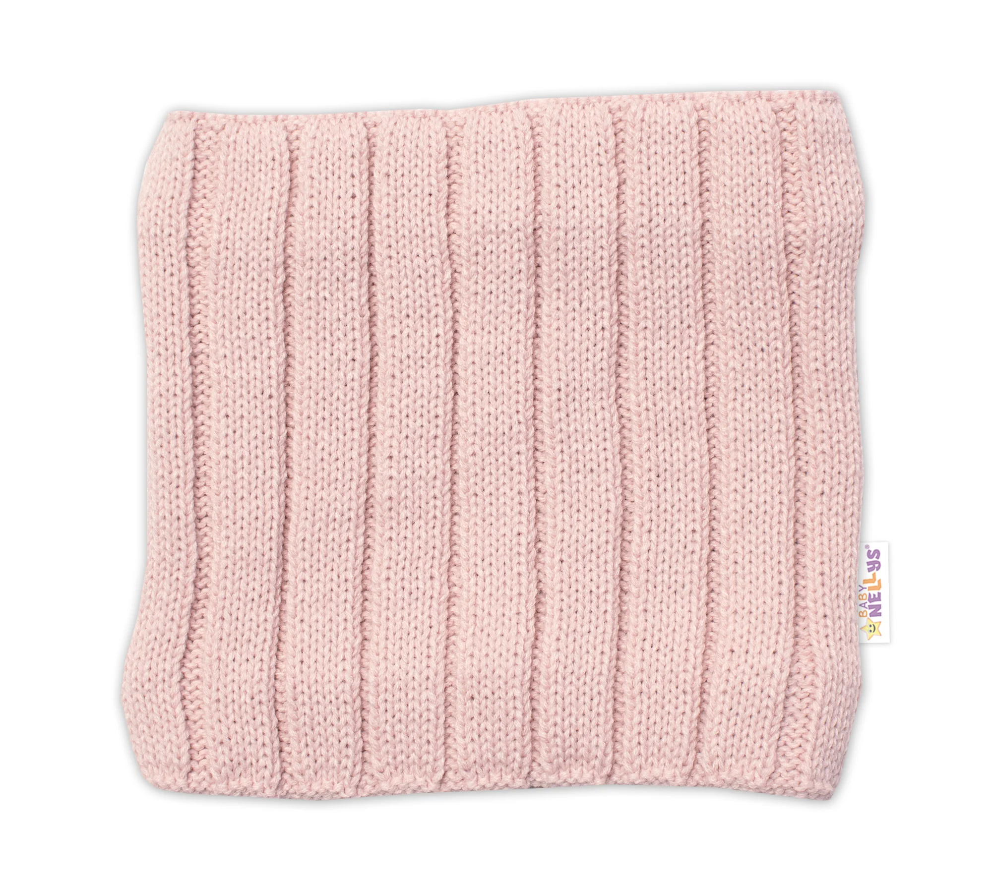 Baby Nellys Dětská zimní nadčasová čepice + komínek , pudrová