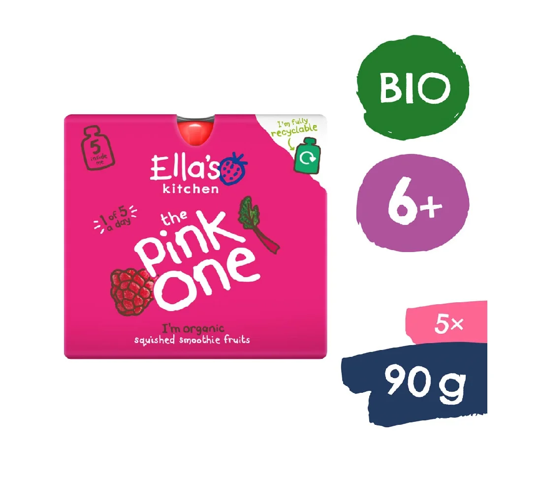 Ellas Kitchen BIO Ovocné smoothie PINK ONE Rebarbora kapsičky 5x90 g