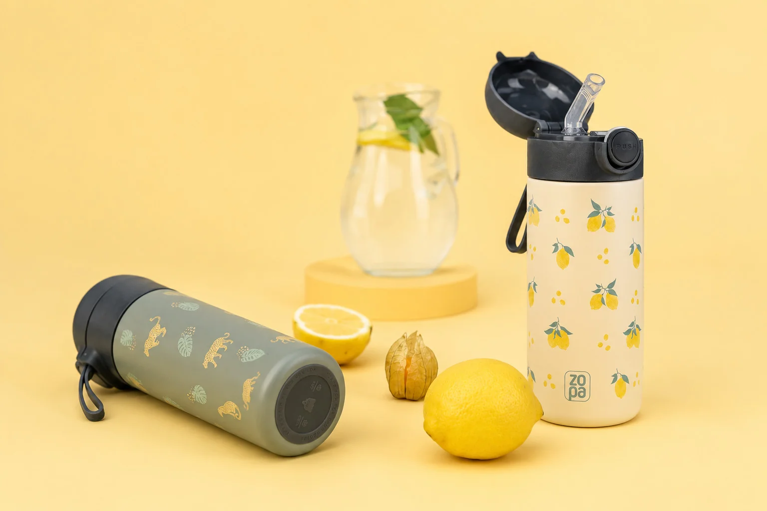 Zopa Termoska na tekutiny s brčkem a silikonovým držákem 350 ml, Wild Gepard 8