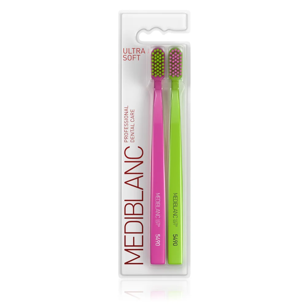 MEDIBLANC Zubní kartáček Ultra Soft 2 ks růžová + zelená