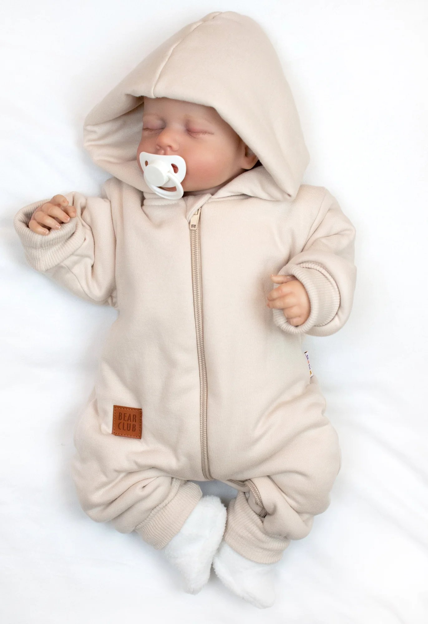 Baby Nellys 3D sada Nature, overal, botky, rukavičky - sv. béžový, vel. 74