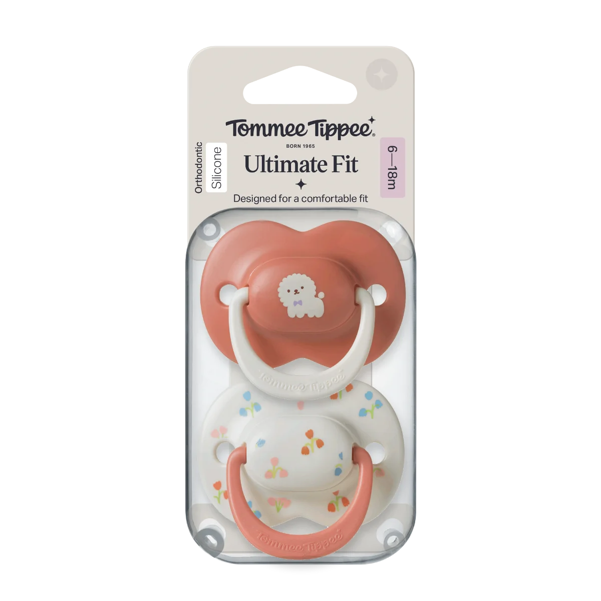Tommee Tippee Silikonový dudlík Ultimate Fit Deco Girl 6-18m 2 ks více barevných variant