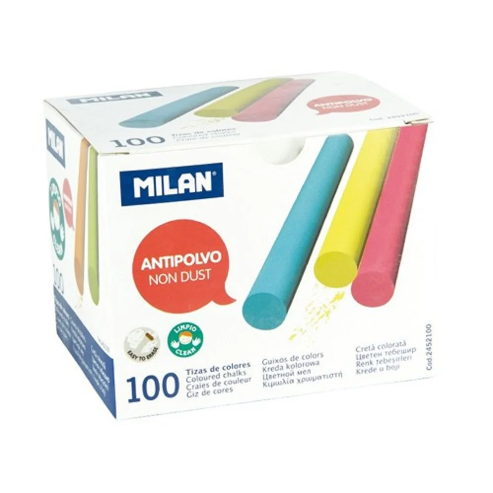 MILAN 2452100 - křídy bezprašné kulaté, barevné - 100 ks