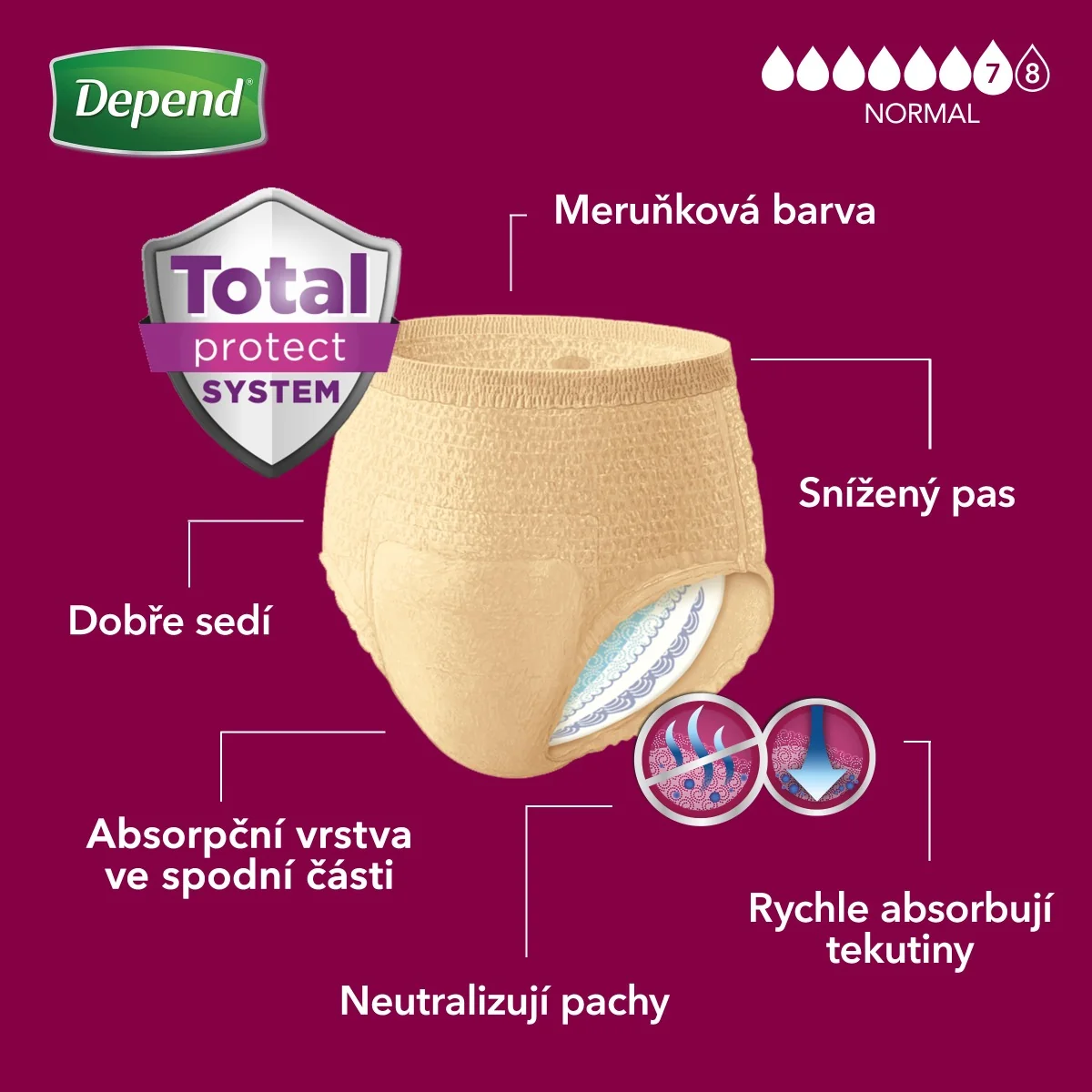 Depend Normal pro ženy L absorpční natahovací kalhotky 9 ks
