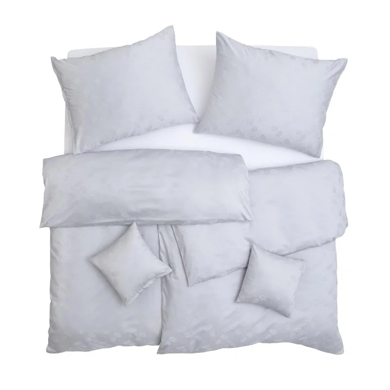SCANquilt povlečení EXCLUSIVE TENCEL PLUS peříčka světle šedá 140 x 200/70 x 90 cm