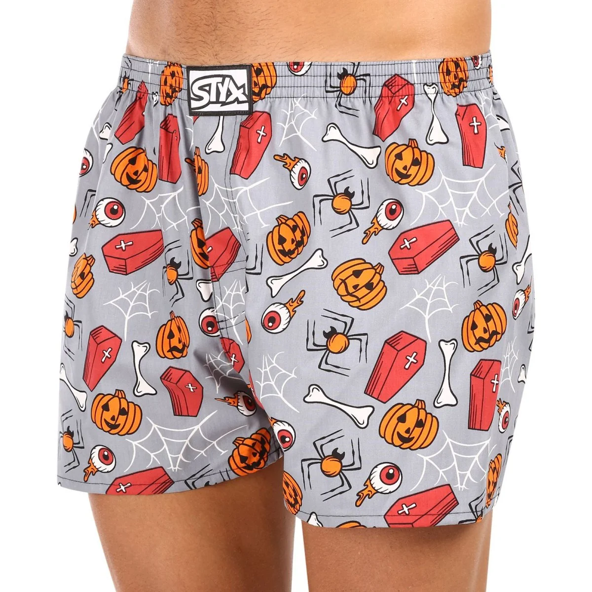 Styx Pánské trenky art klasická guma nadrozměr Halloween rakve (E1752) 3XL