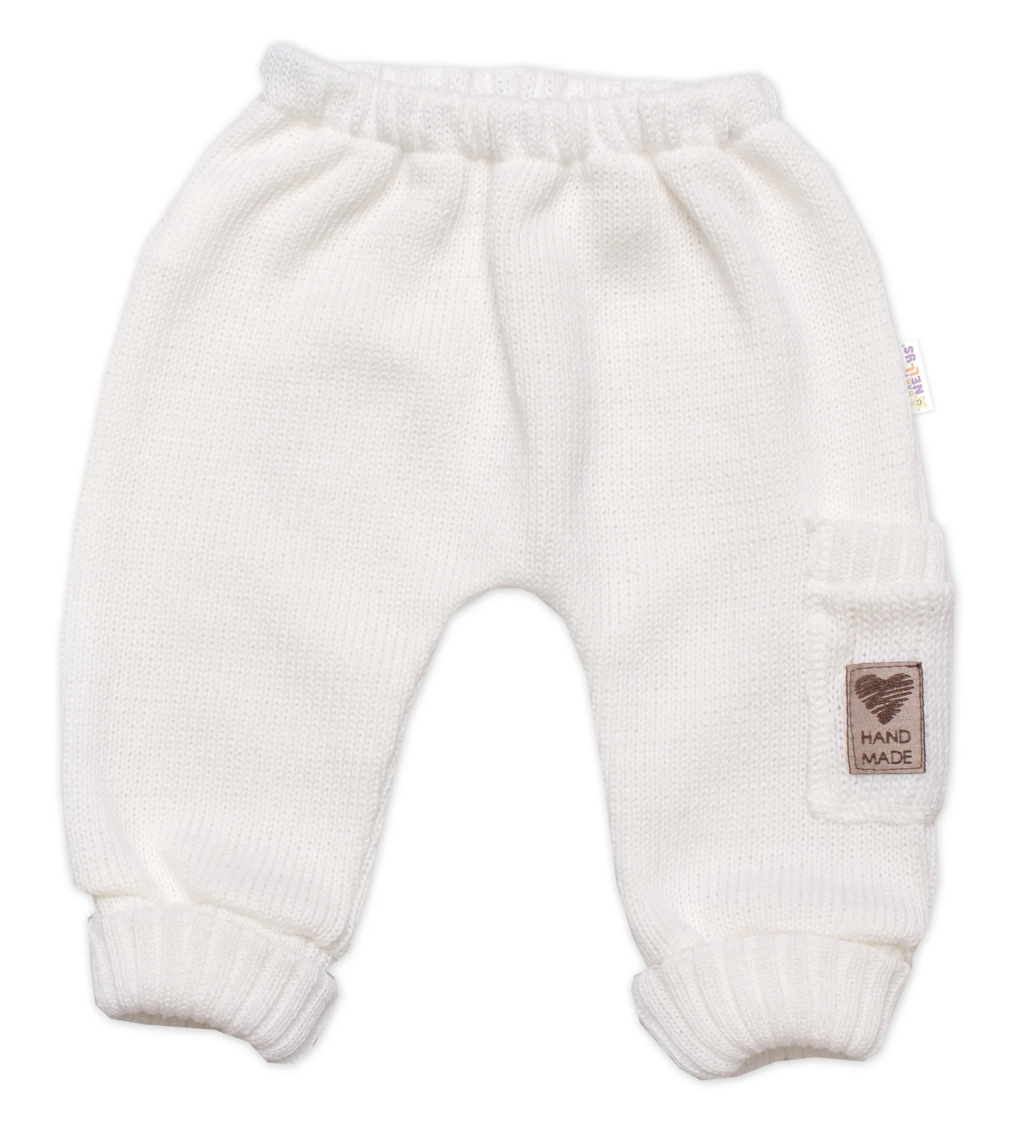 Baby Nellys Rostoucí pletený svetřík a kalhoty s kapsou Hand Made 2D, Nature, smetanový