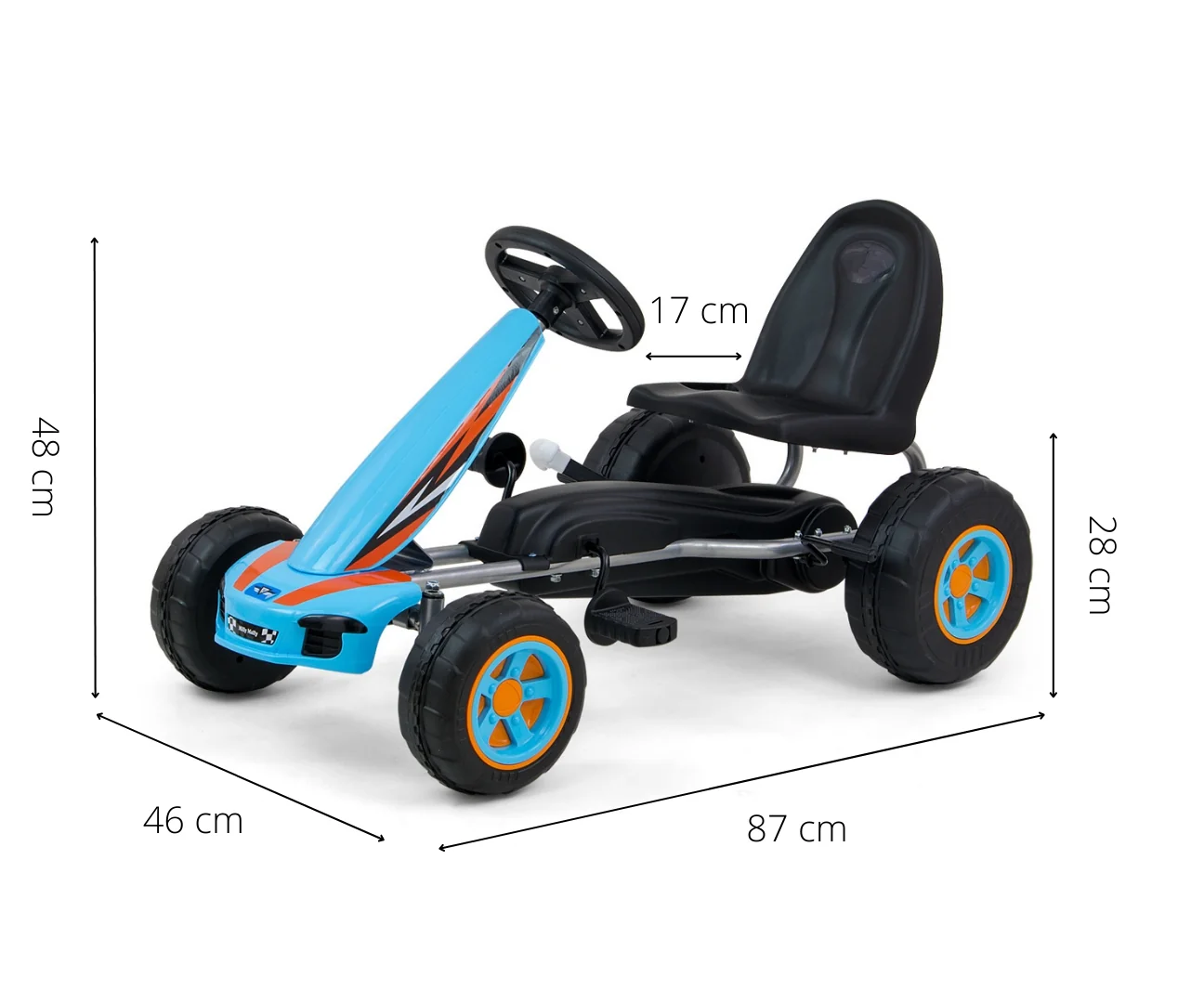 Milly Mally VIPER – dětská šlapací motokára (gokart) s ruční brzdou - modrá