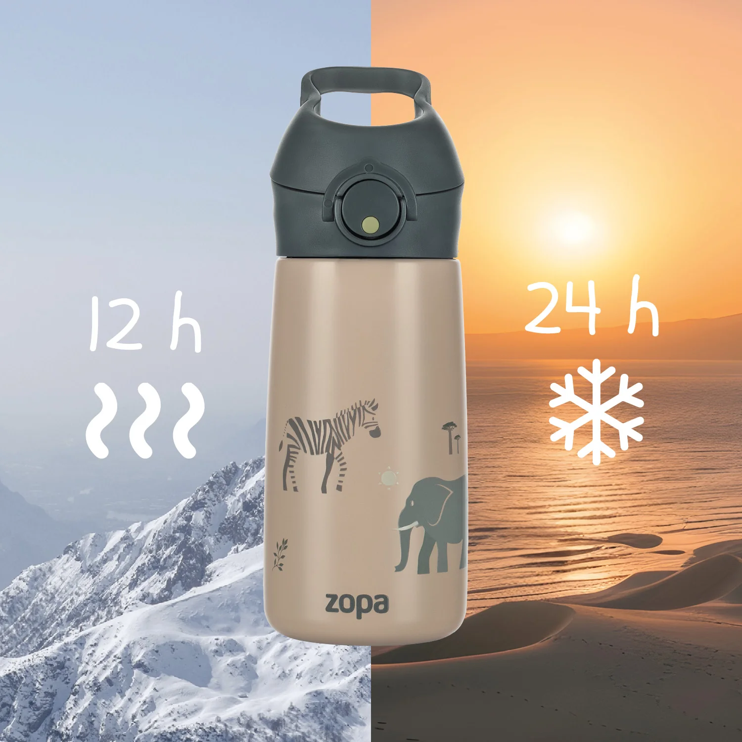 Zopa Termoska na pití s pítkem 400 ml, Safari 3