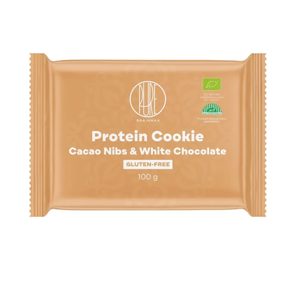 BrainMax Pure Protein Cookie Kakaové boby & bílá čokoláda BIO 100 g
