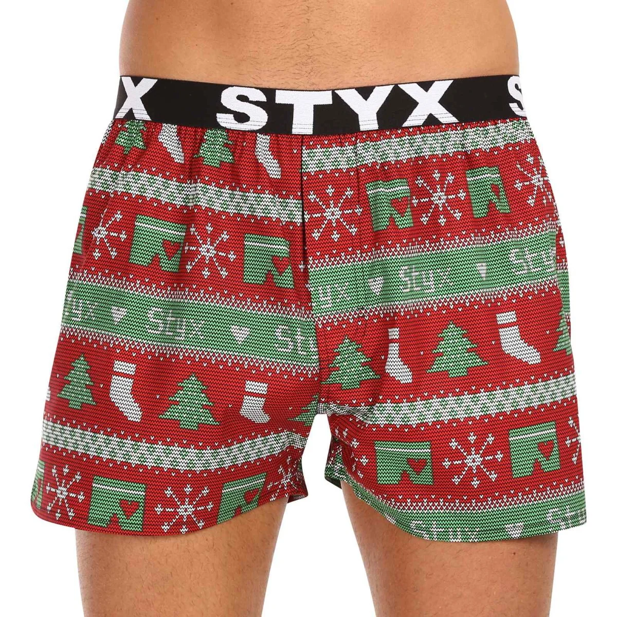 Styx Pánské trenky art sportovní guma Vánoce pletené (B1658) L
