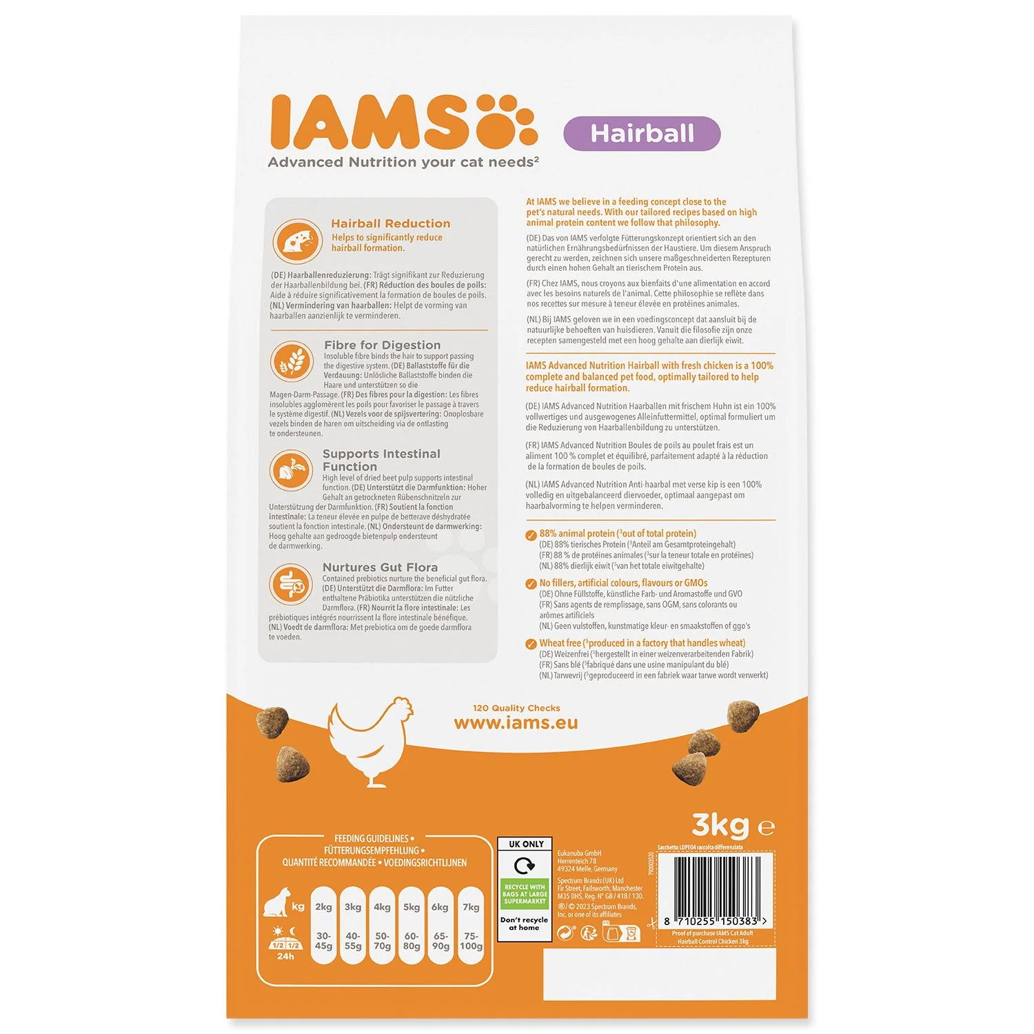 IAMS Krmivo Cat Adult Herbcontrol chicken 3kg