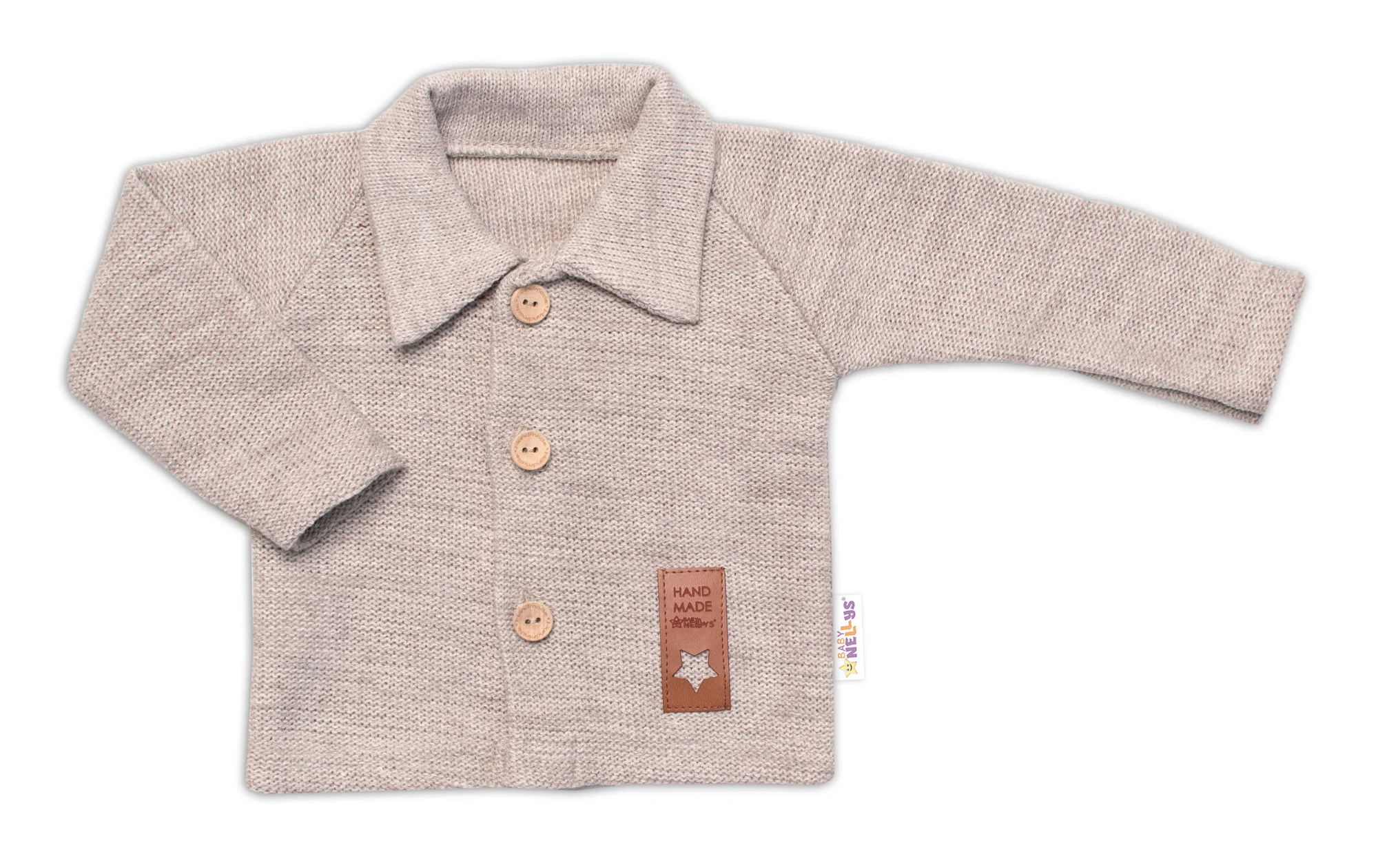 Baby Nellys Pletený svetřík s knoflíčky Boy,  béžový vel.  62