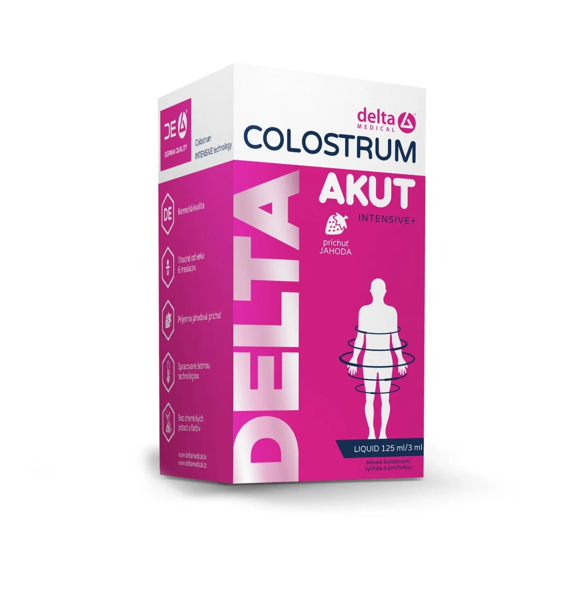 DELTA Colostrum Akut Intensive+ příchuť jahoda 125 ml