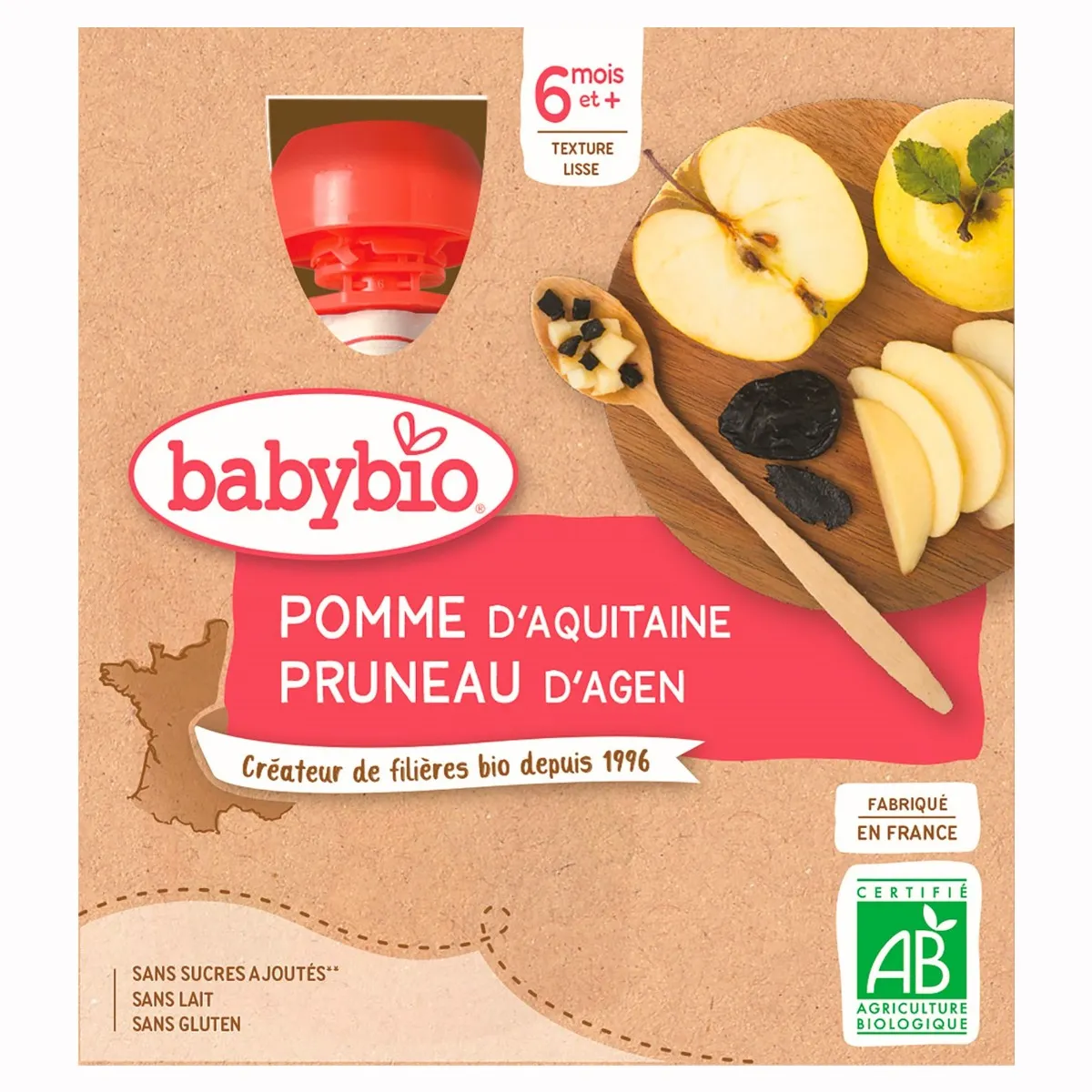 Babybio Jablko a sušená švestka kapsičky 4x90 g