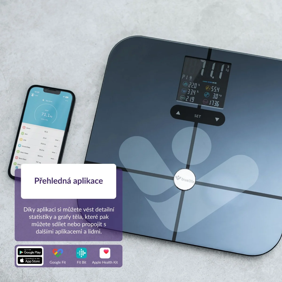 Truelife FitScale W7 BT Black digitální váha
