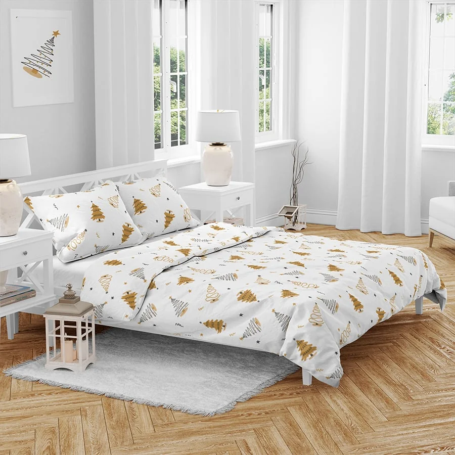 Povlečeme vše Bavlněné povlečení Stromky zlaté 140x200, 70x90 cm