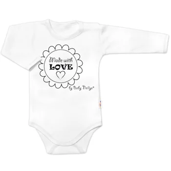 Baby Nellys Body dlouhý rukáv Made with love, bílé vel. 74