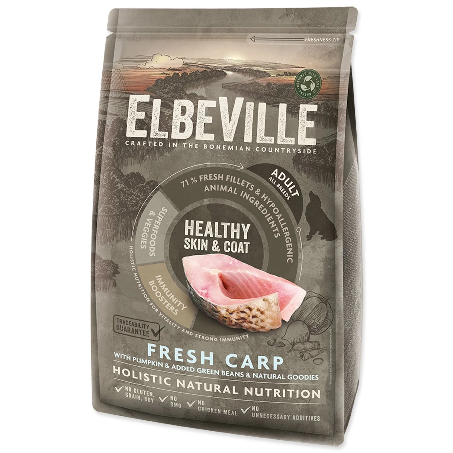 ELBEVILLE Krmivo Adult All Breeds Healthy Skin and Coat Fresh Carp 1,4kg
