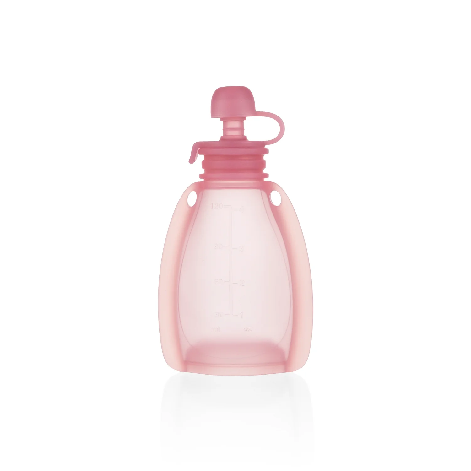 Zopa Silikonová plnitelná kapsička na dětskou stravu, Transparent Pink 2