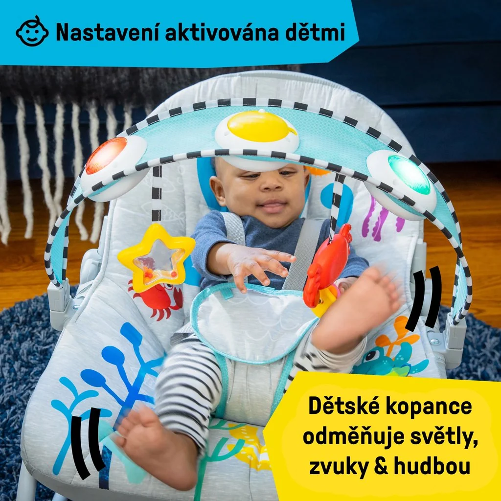 Baby Einstein Lehátko hudební vibrační Kick to It Opus do 18kg