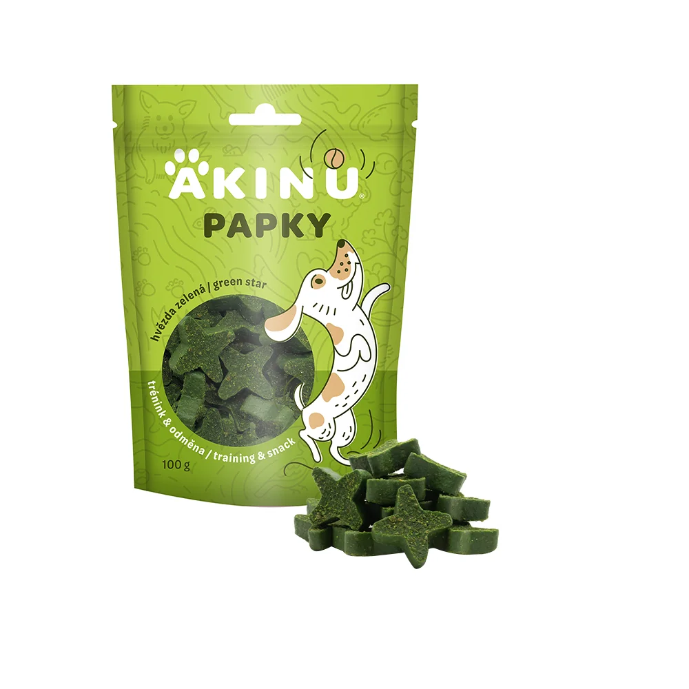 Akinu PAPKY Hvězda zelená pamlsek pro psy 6 x 100 g