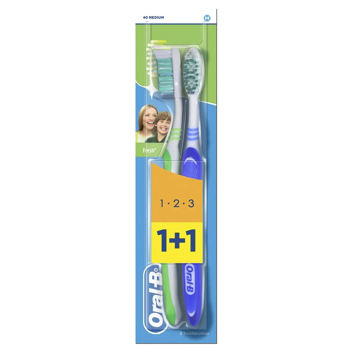 Oral-B Fresh 1-2-3 Medium zubní kartáček 2 ks