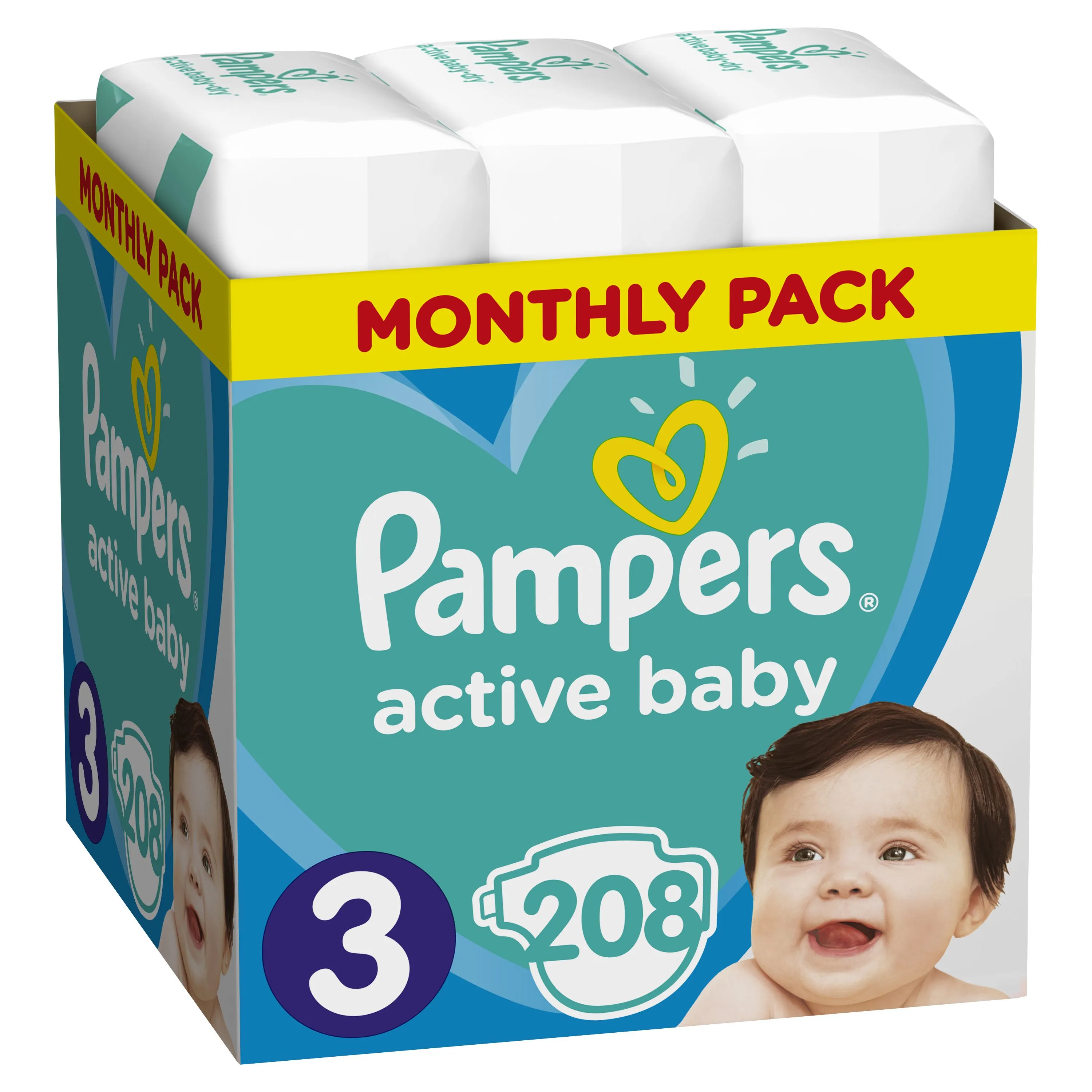 Pampers Active Baby vel. 3 Monthly Pack 6-10 kg dětské pleny 208 ks