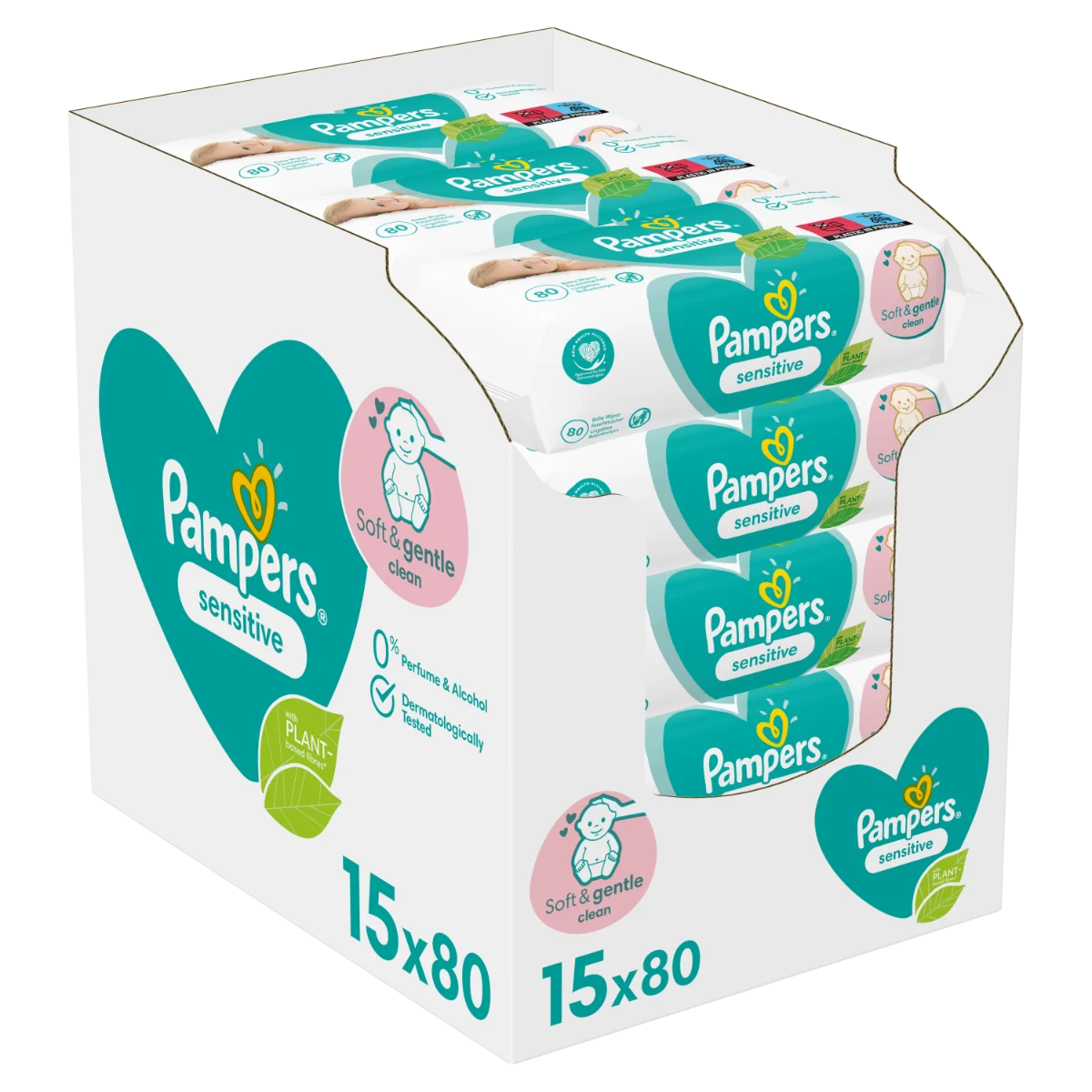 Pampers Sensitive vlhčené ubrousky 15x80 ks