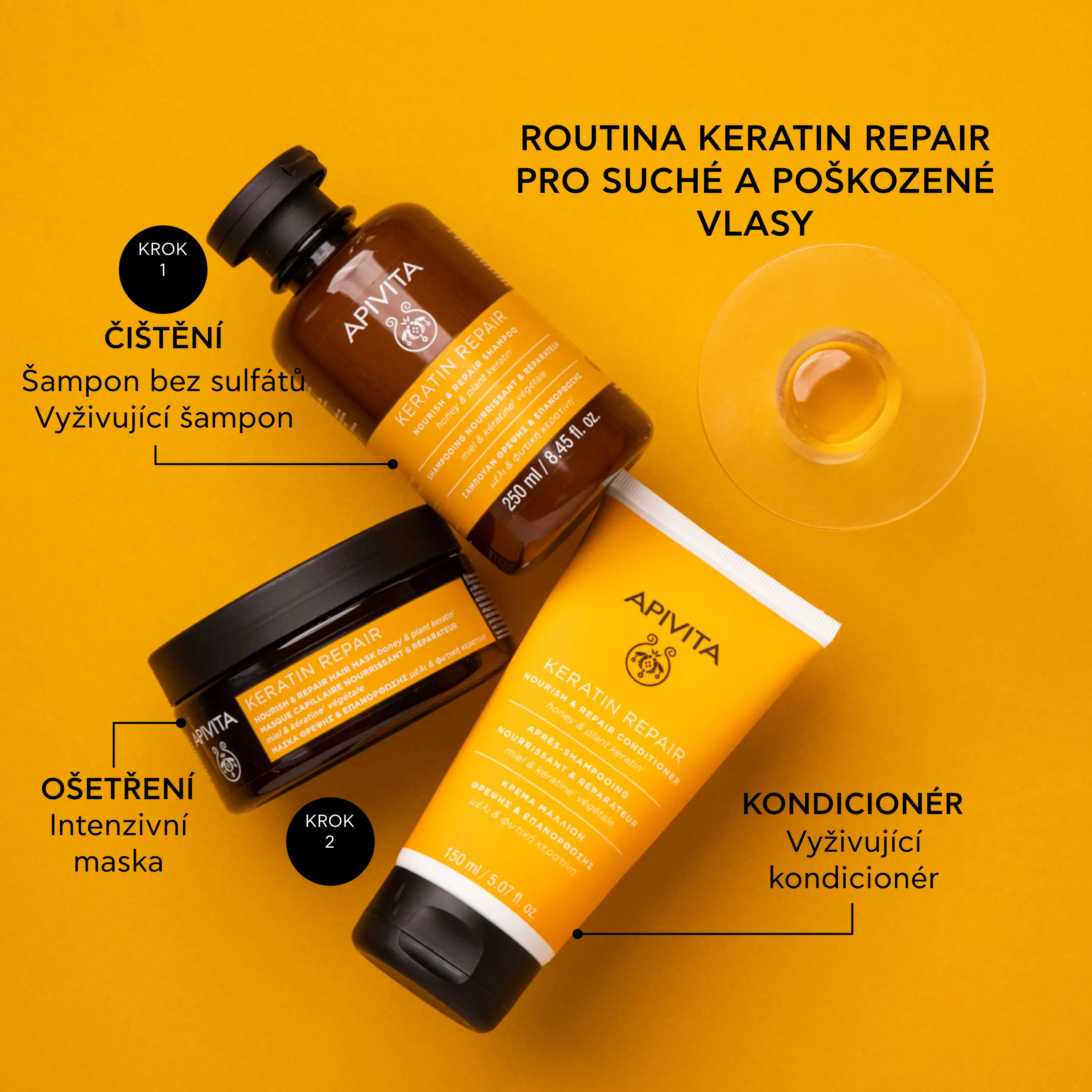 APIVITA Keratin Repair regenerační šampon 250 ml