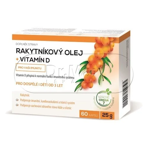 Noventis Rakytníkový olej + vitamín D 60 kapslí