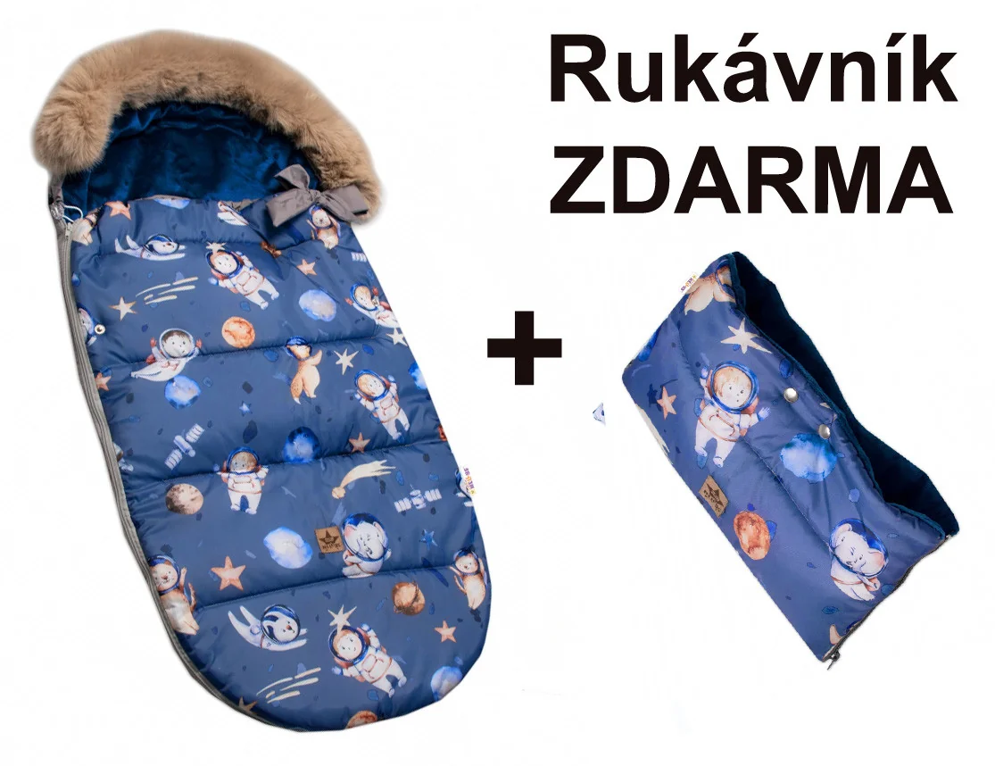 Baby Nellys Fusak maxi PREMIUM Kosmos, šedo/modrý, 110x50 + rukávník