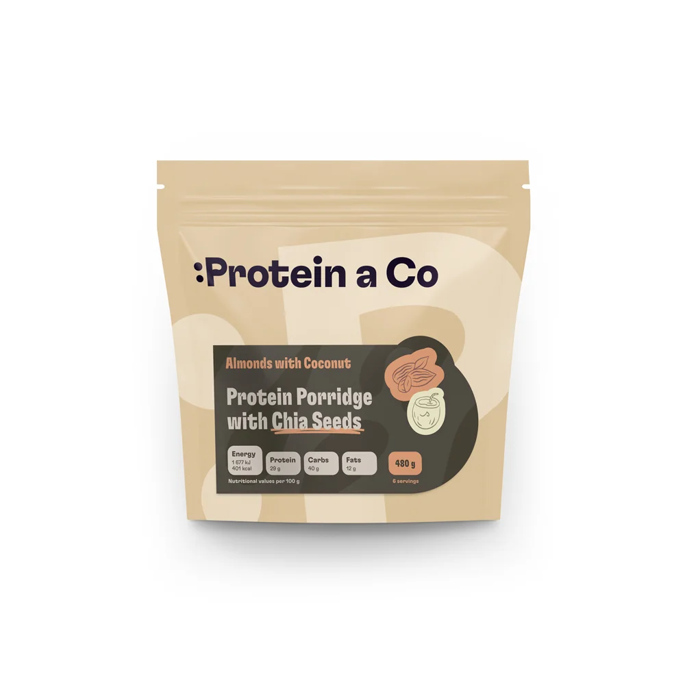 Protein&Co Proteinová kaše s chia 480 g Kokos s mandlí