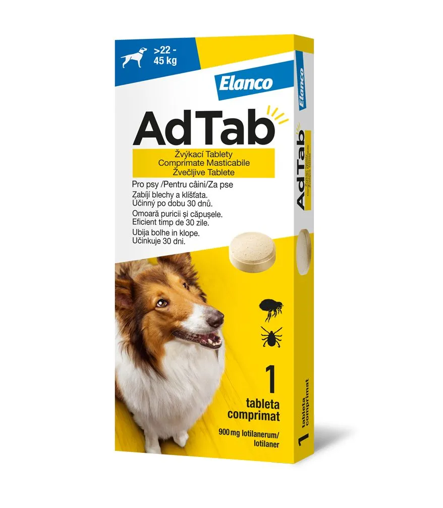 AdTab Žvýkací tablety pro psy >22-45 kg 900 mg 1 tableta