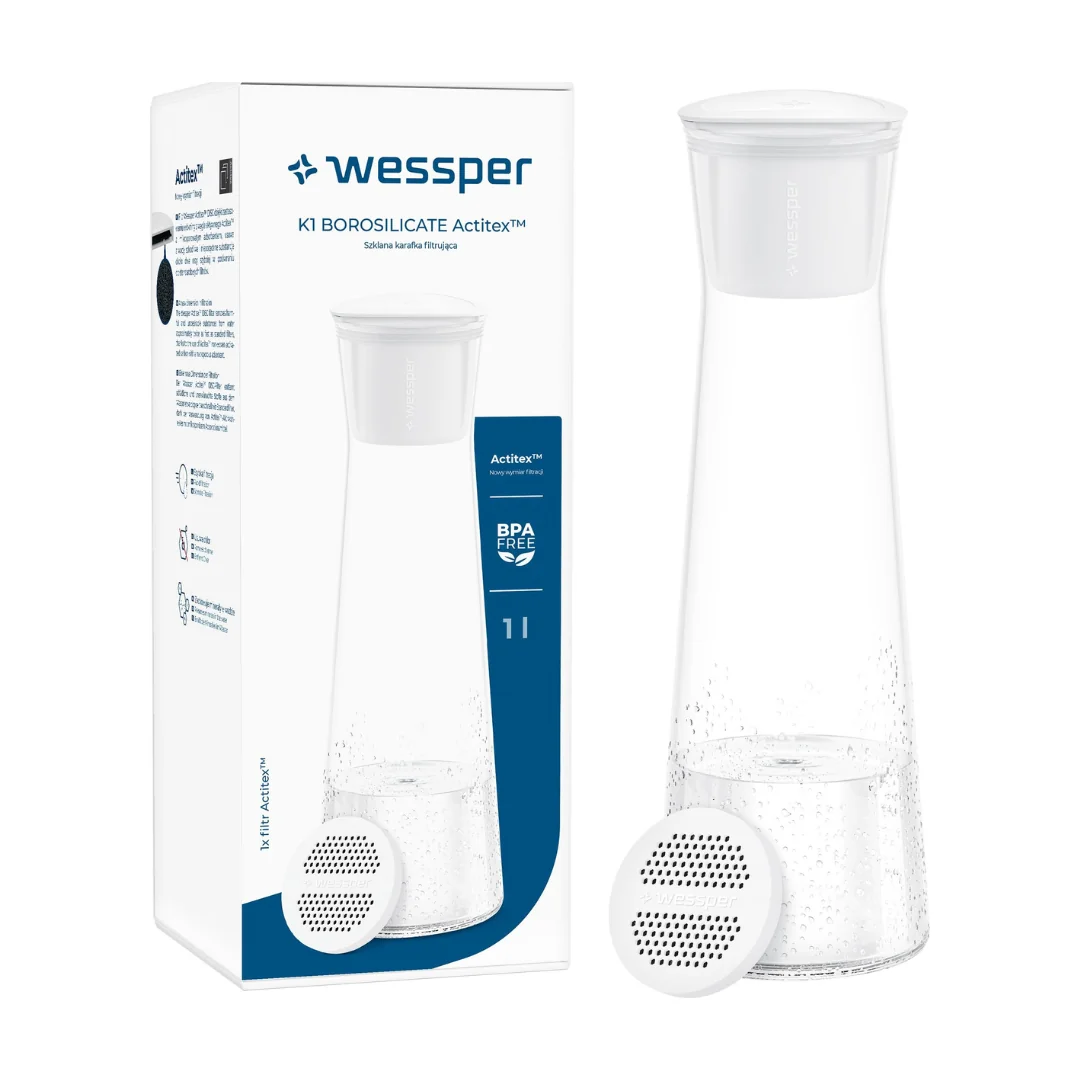 Wessper Filtrační karafa K1 Borosilicate Actitex 1 l, bílá + 1 filtr