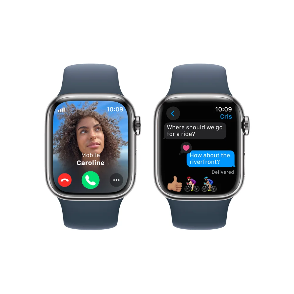 Apple Watch S9 Cellular 41 mm sport band M/L smart hodinky Silver/Storm Blue