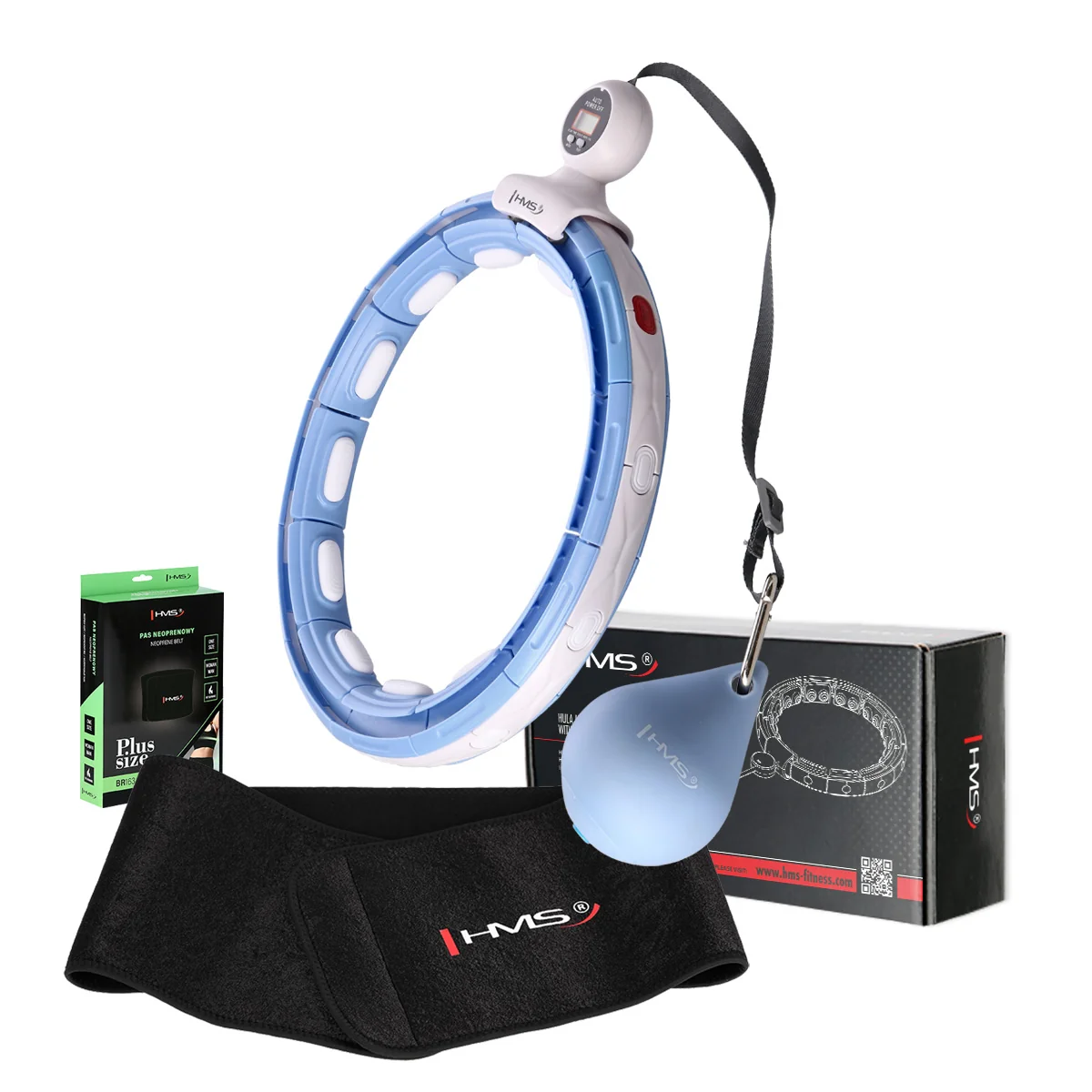 HMS Sada masážní hula hoop HHM15 modrá se závažím