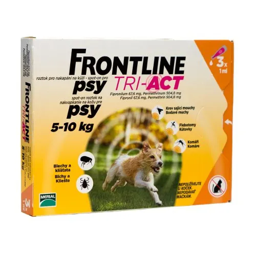 Frontline Tri-Act spot-on pro psy 5-10kg pipeta 3 ks
