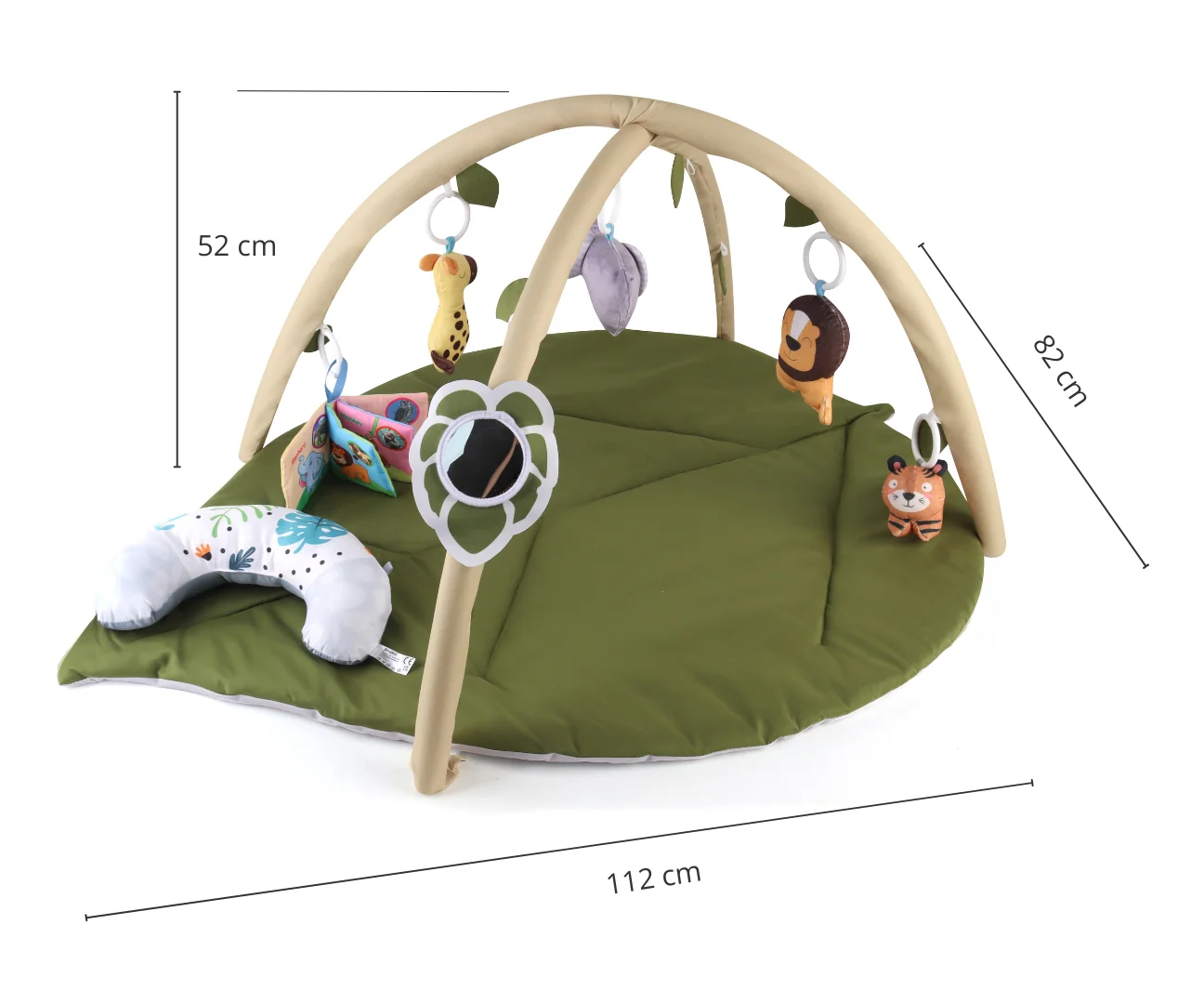 Milly Mally Hrací deka TinyMini List 3v1 – edukativní podložka s hrazdou pro miminka