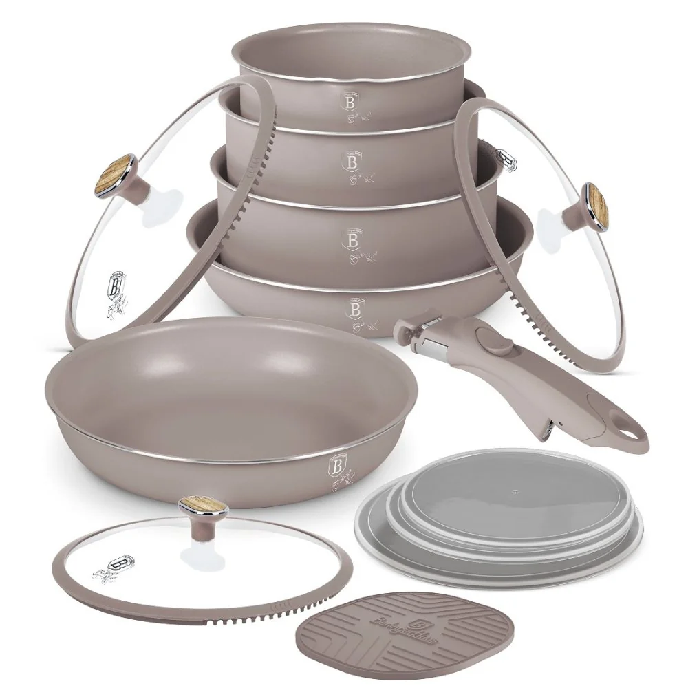 Berlingerhaus Sada nádobí s titanovým povrchem 13 kusů Taupe Nordic Collection