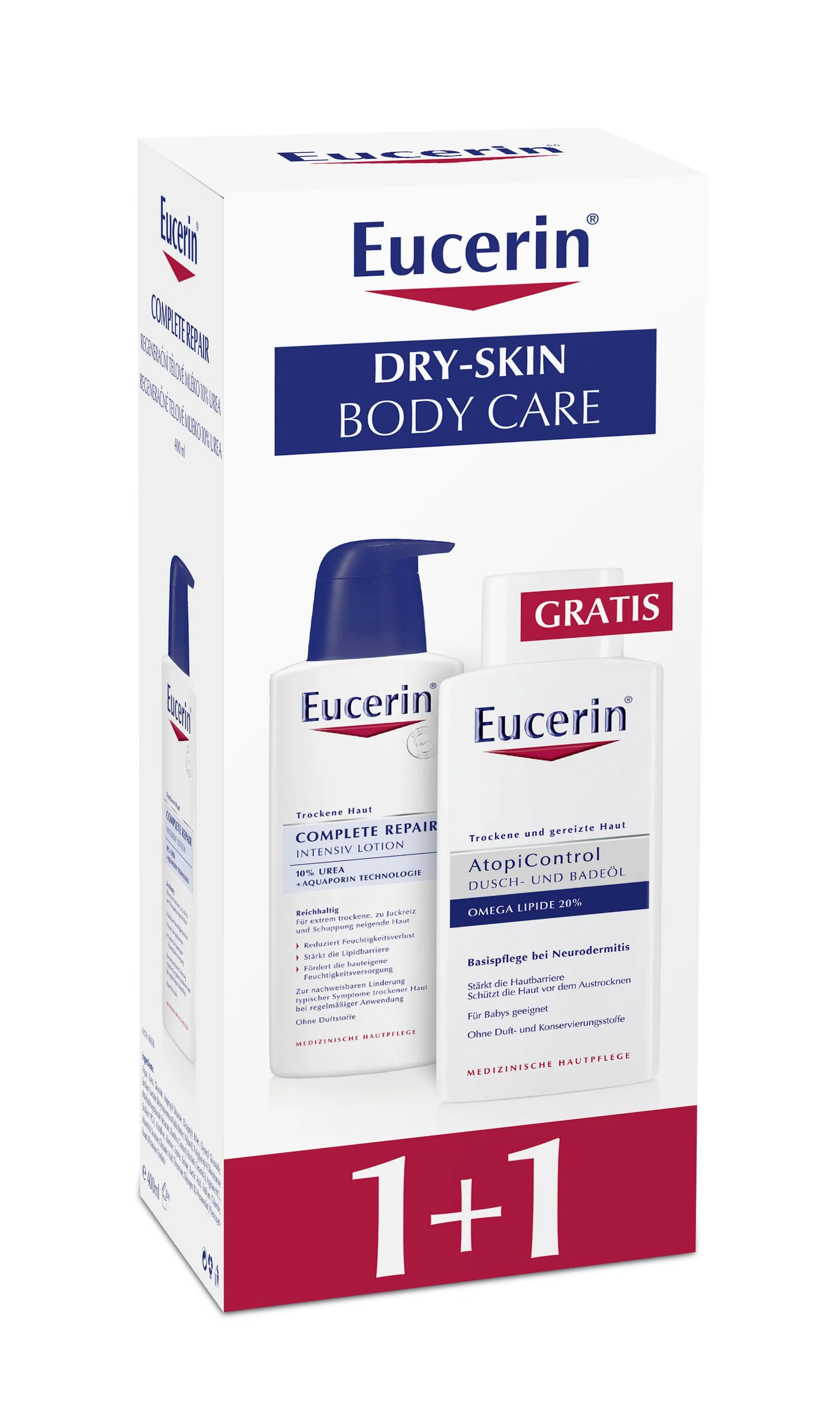 EUCERIN UREA 10% tělové mléko 400ml + Sprchový olej 400ml NAVÍC