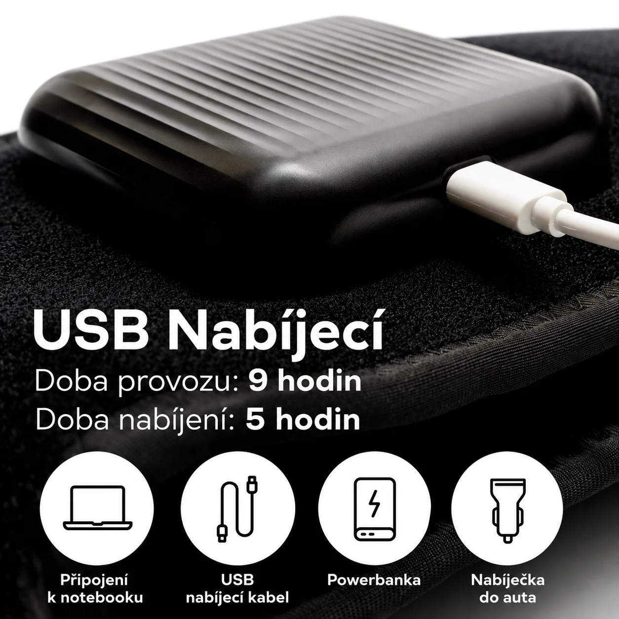 Reviber Bederní pás s infračerveným LED světlem černý