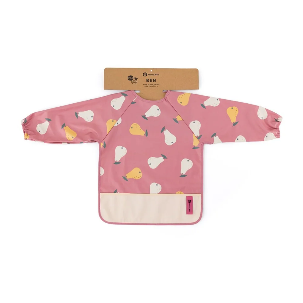 Petite&Mars Bryndák s dlouhým rukávem Ben Pink Pears 1 ks